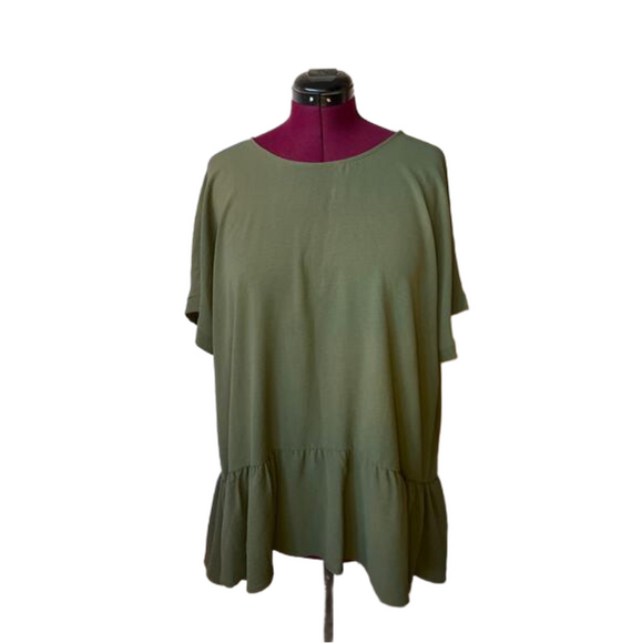 1.4.3. Story by Line Up Tops - NWOT 143 Story by Line Up Peplum Blouse Top Ruffle Olive Green Women's Size XXL